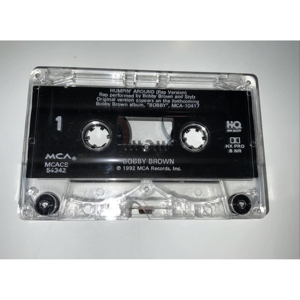Vintage Bobby Brown Clear Cassette Humpin' Around Rap Version 1992‎ Single MCA